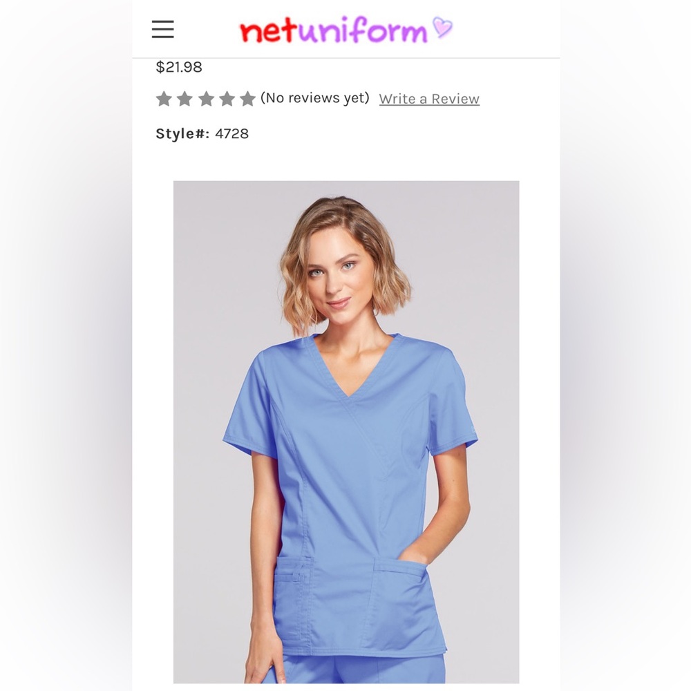 Cherokee Ceil Blue Scrub Top